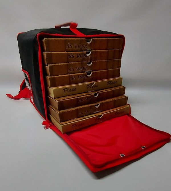 Zaino Termico  semi rigido porta pizze Nero/Rosso da 8 cartoni - immagine 3