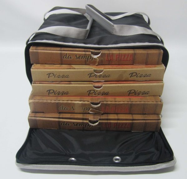 Borsa  Termica Porta Pizza  Nera/Grigio (per 5 cartoni) - immagine 6
