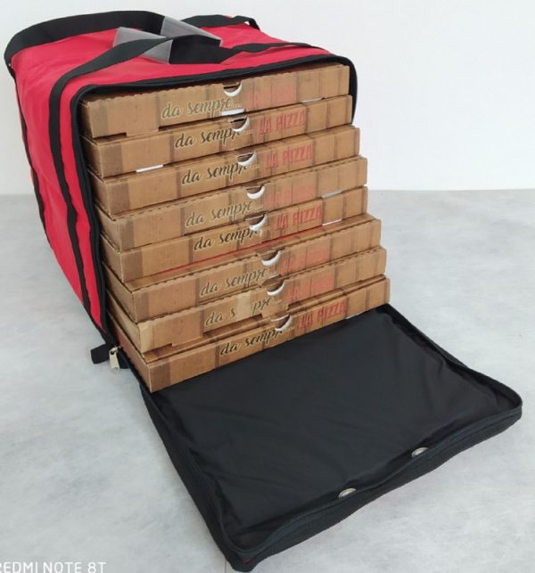 Borsa  Termica Porta Pizza  Rosso/Nero (per 8 cartoni) - immagine 4