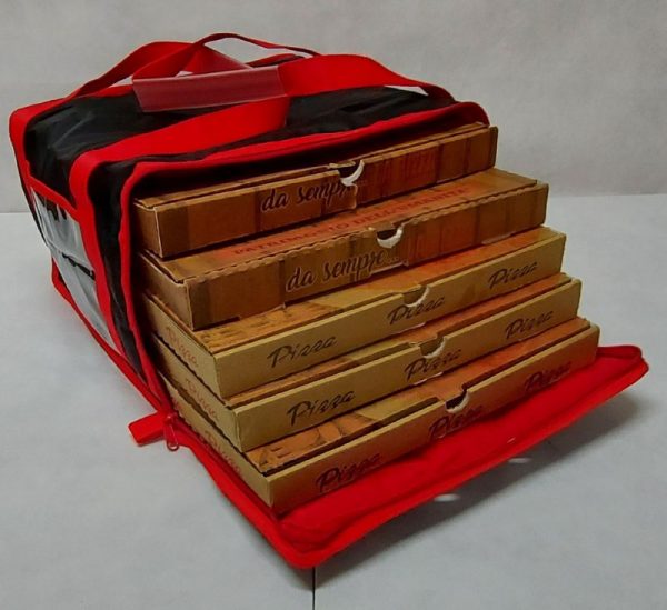 Borsa  Termica Porta Pizza  Nera/Rosso (per 5 cartoni) - immagine 4