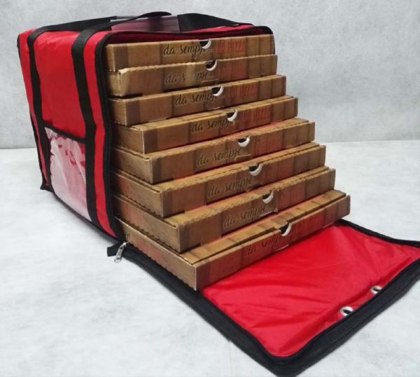 Borsa  Termica Porta Pizza  Rosso/Nero (per 8 cartoni) - immagine 8